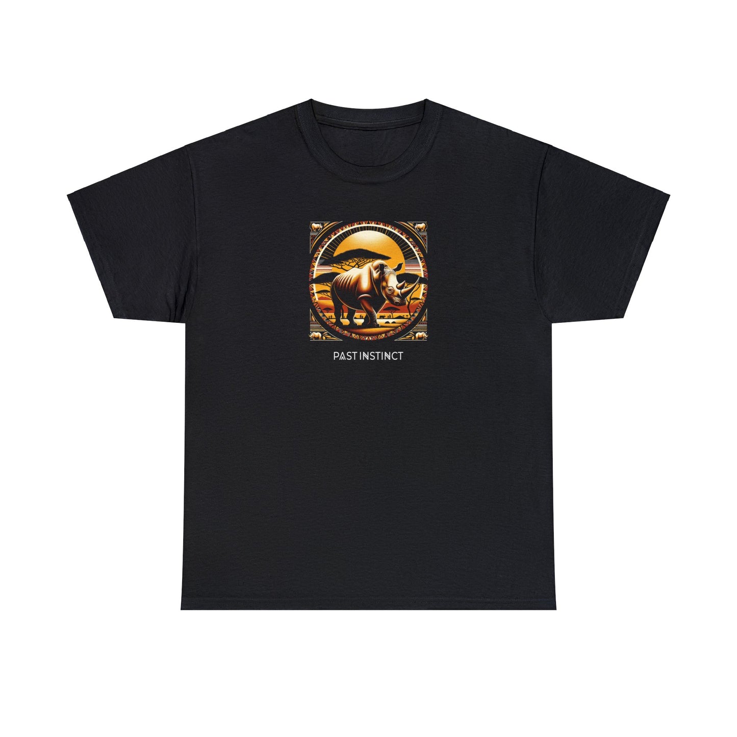 African "Sunset Majesty" white Rhino - Dark Tee