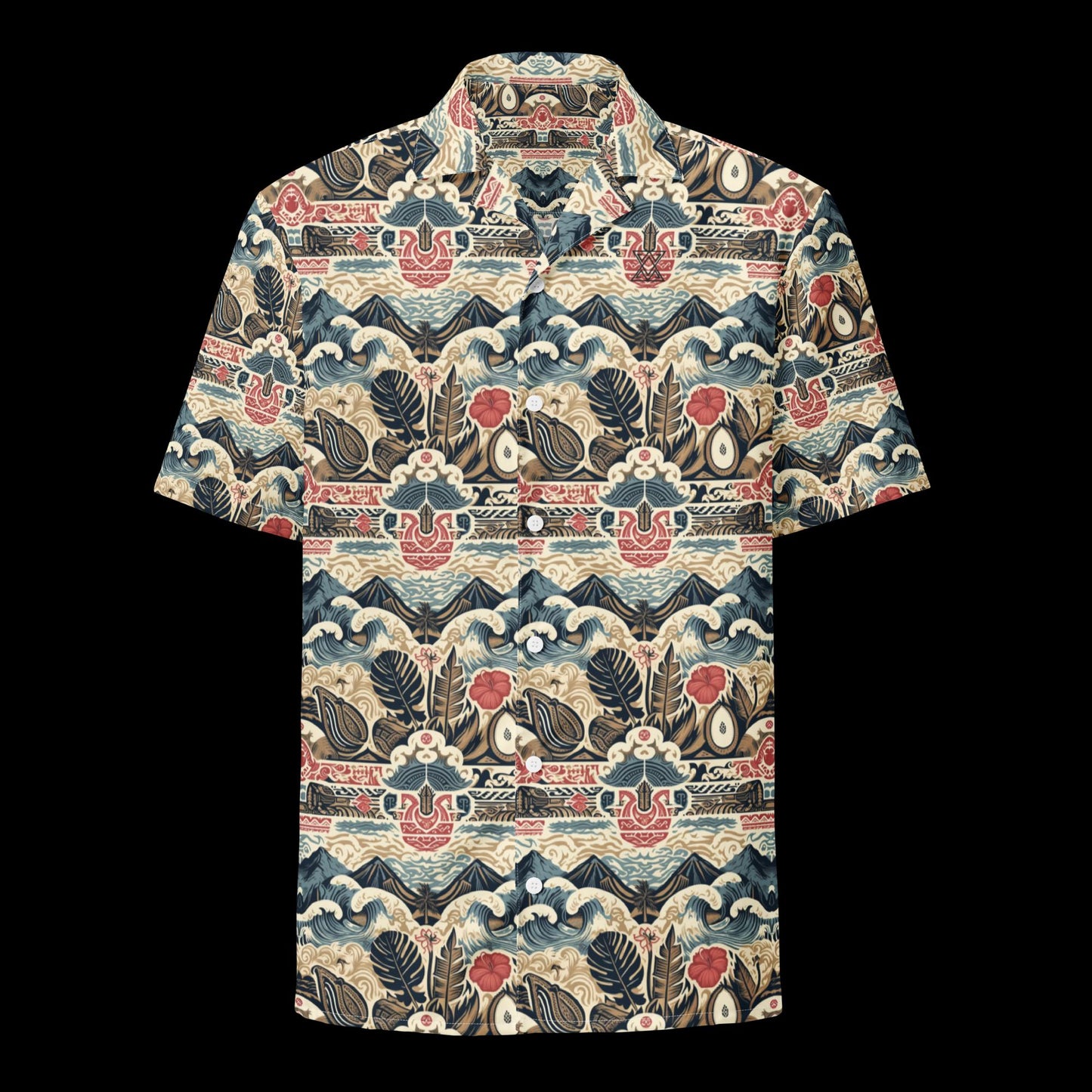 Polynesian Mountain Sunset - Button up